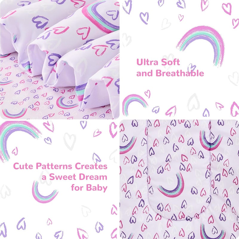 lasoftan Toddler Bedding Set for Girls, 4 Piece Bed-in-a-Bag Toddler Comforter Sets, Super Soft and Comfortable Microfiber Toddler Bed Set, Rainbow Printed - Image 2